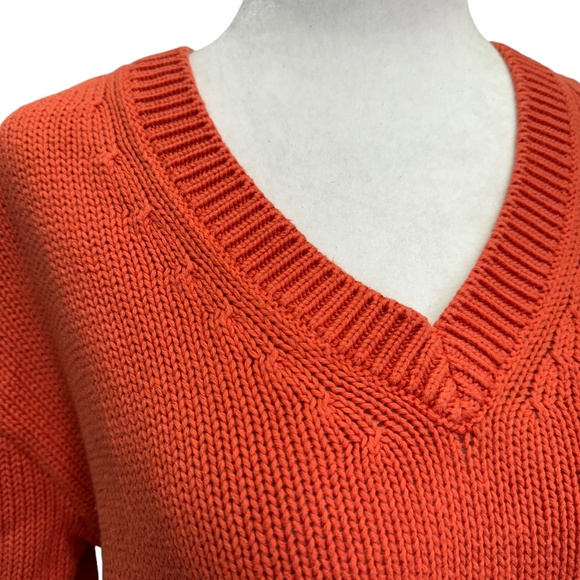 Workshop Republic Orange v-Neck Cotton Boxy Fit Sweater Size S - Picture 5 of 7